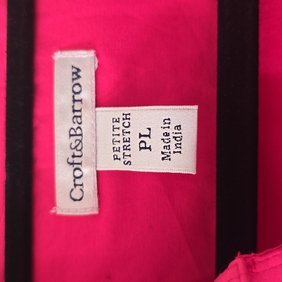 CROFT AND BARROW WOMEN'S PETITE FUSCIA PINK FRONT BUTTON SHIRT SIZE PETITE LARGE - Picture 4 of 16